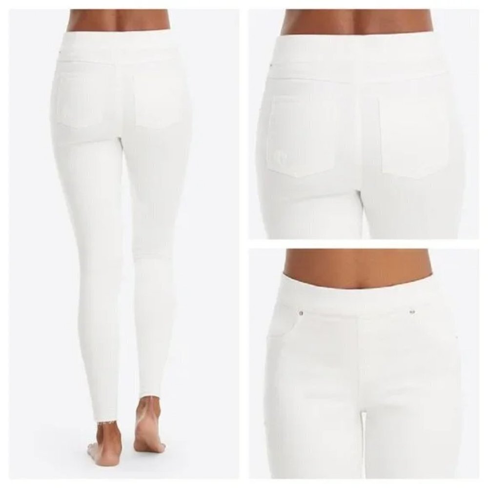 SPANX White Skinny Slimming Jeans Raw Hem‎